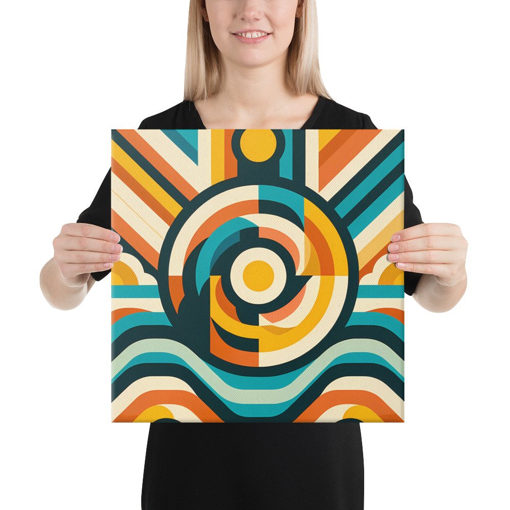 Retro Geometric Sun and Waves