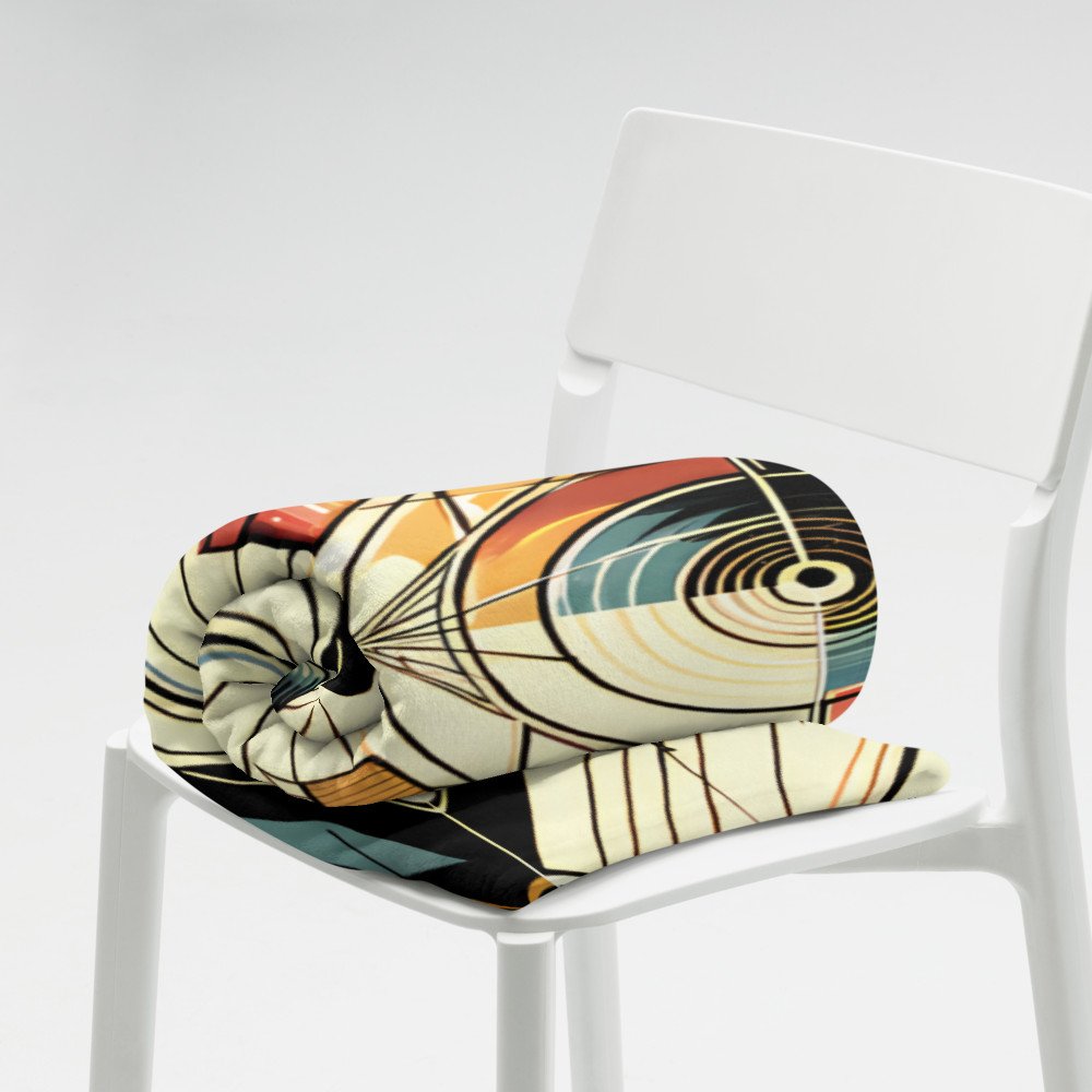 Retro Geometric Space Orbits in Teal and Orange