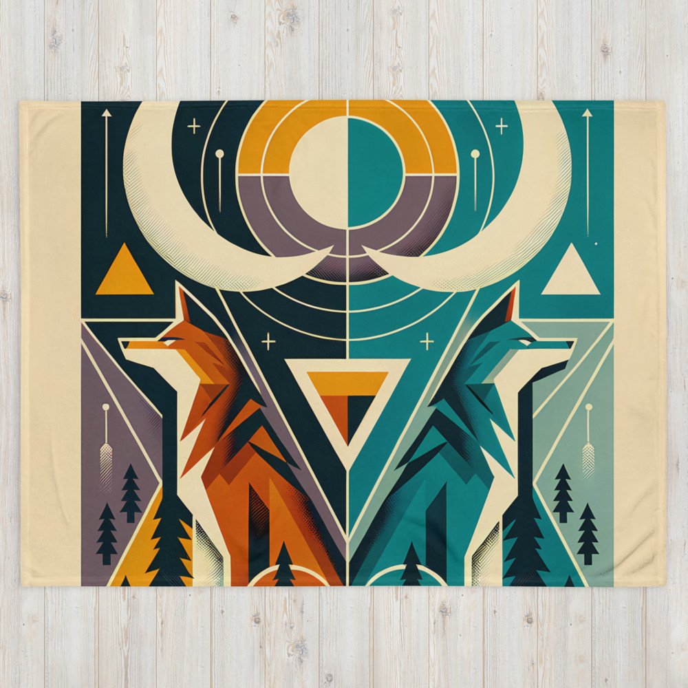 Geometric Fox and Wolf Totem