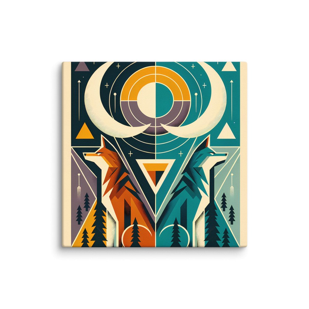 Geometric Fox and Wolf Totem