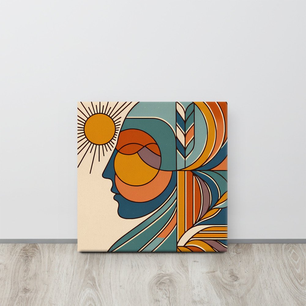 Abstract Sun Face Line Illustration