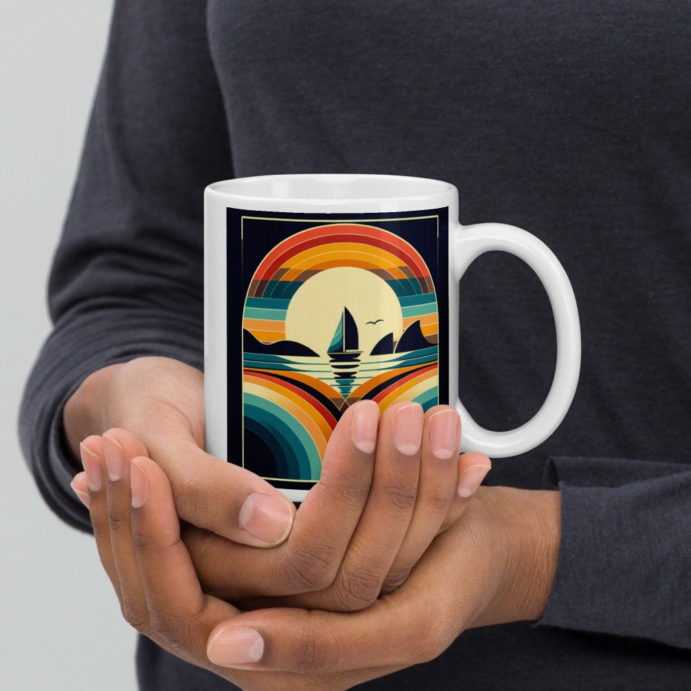 Geometric Sunset Sailboat