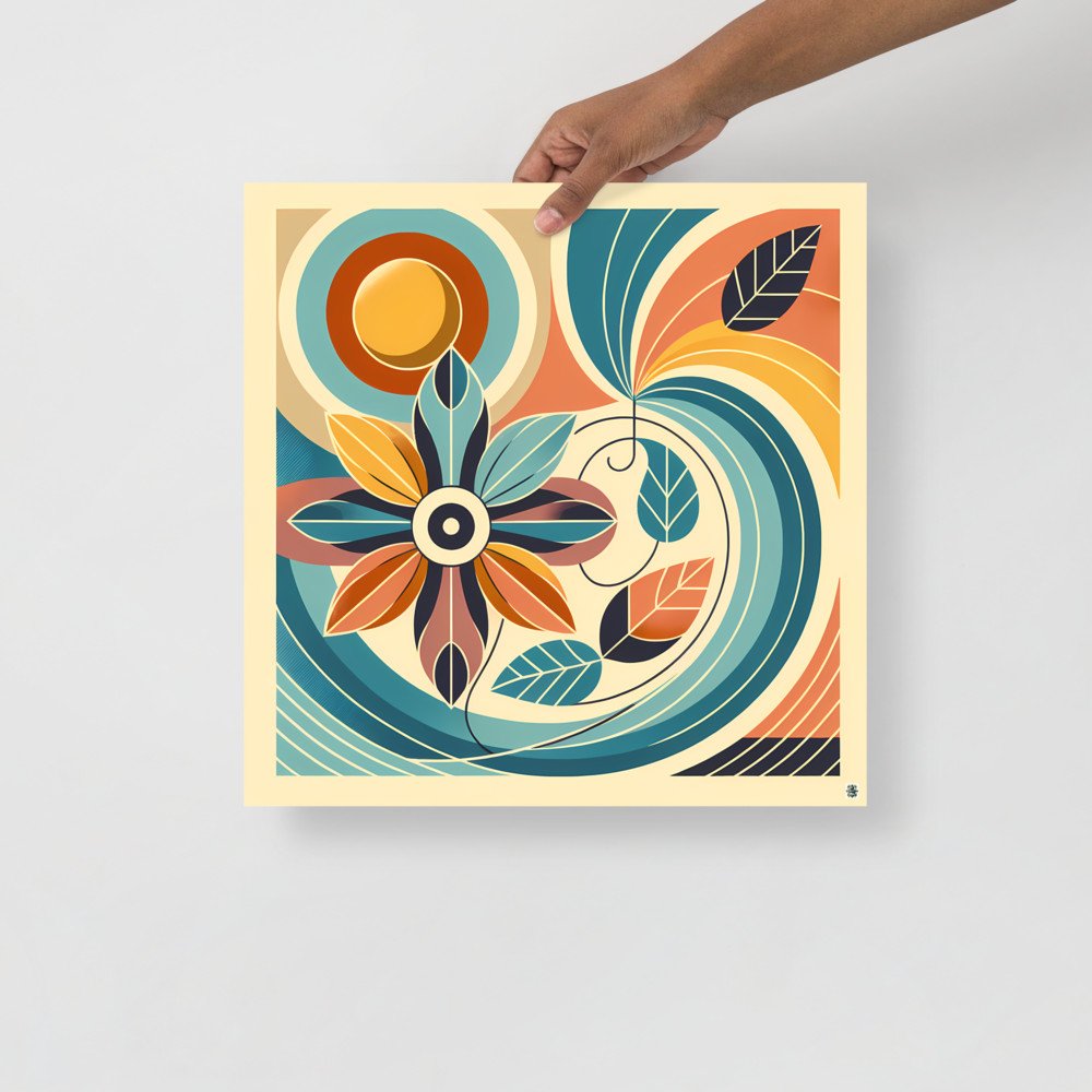 Geometric Botanical Flower Swirl