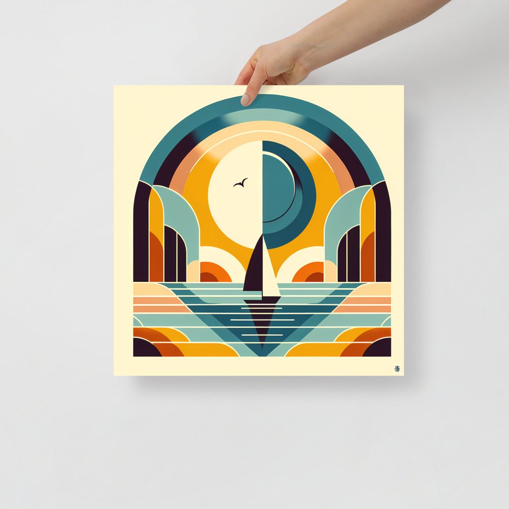 Geometric Sailboat Sunset Arches