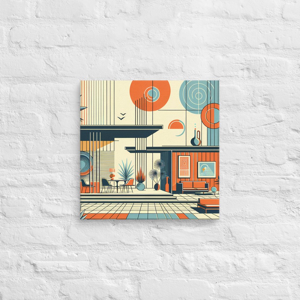 Mid Century Modern Geometric House Illustration
