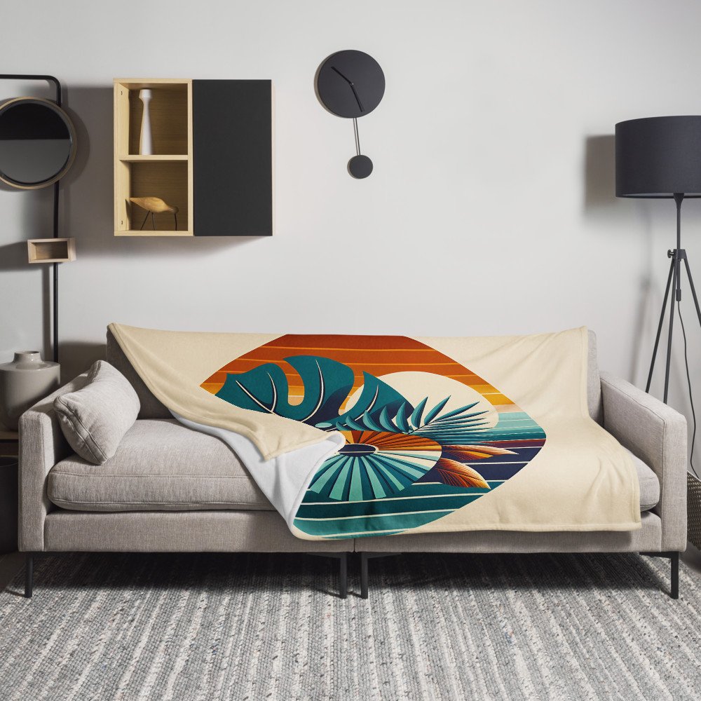 Abstract Tropical Leaves Sunset Circle