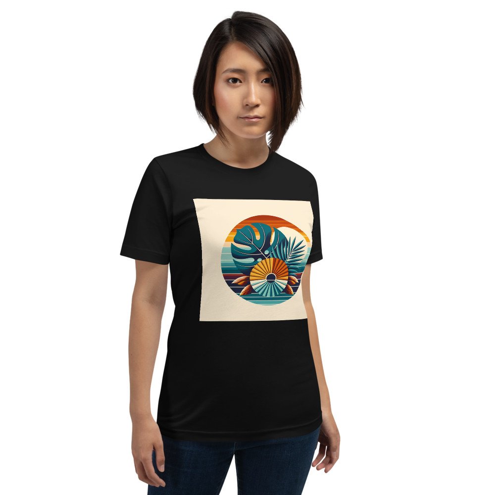 Abstract Tropical Leaves Sunset Circle