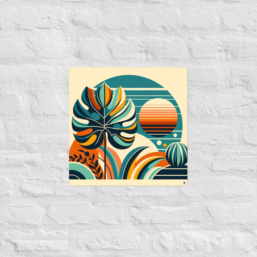 Abstract Botanical Sunset Shapes