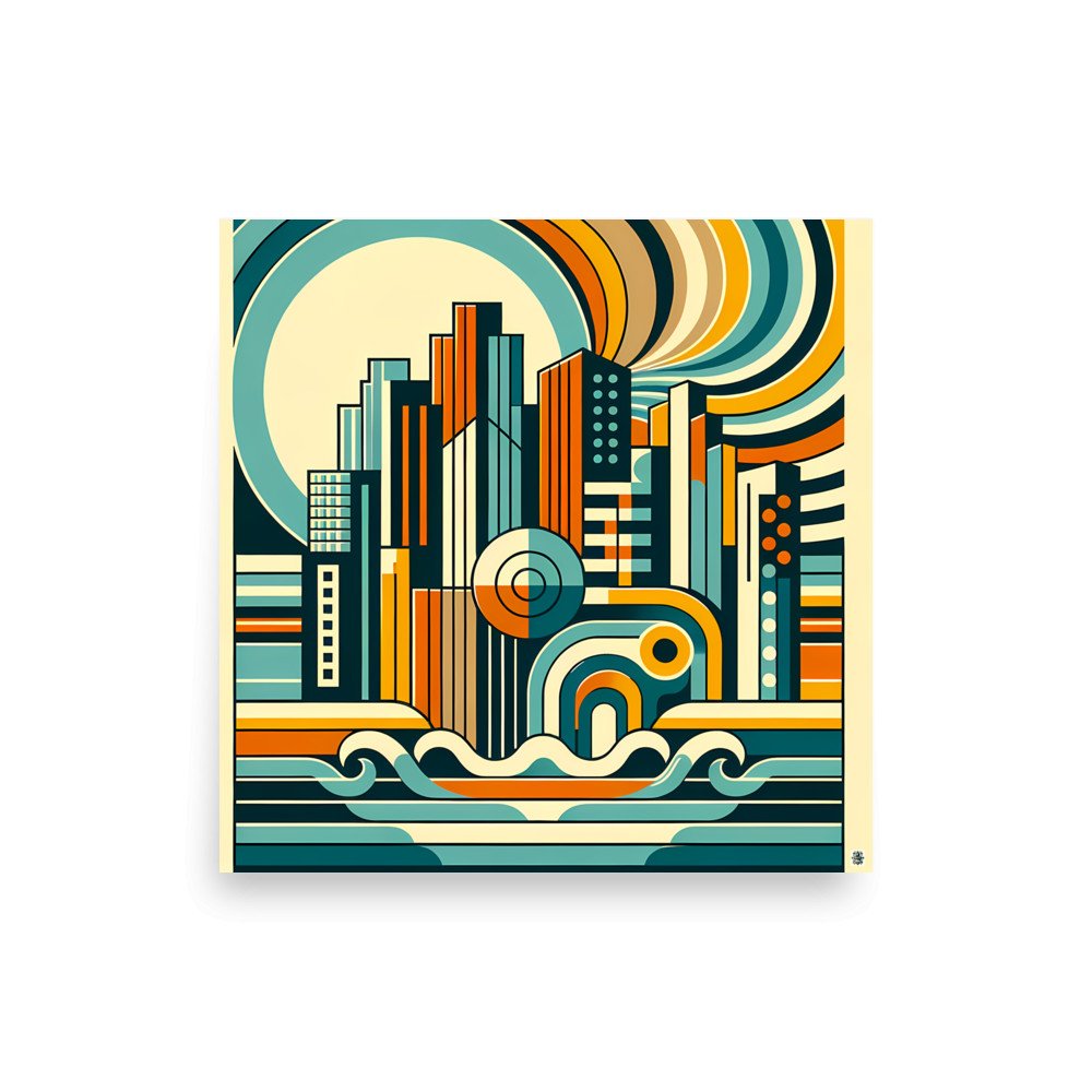 Geometric Coastal Cityscape