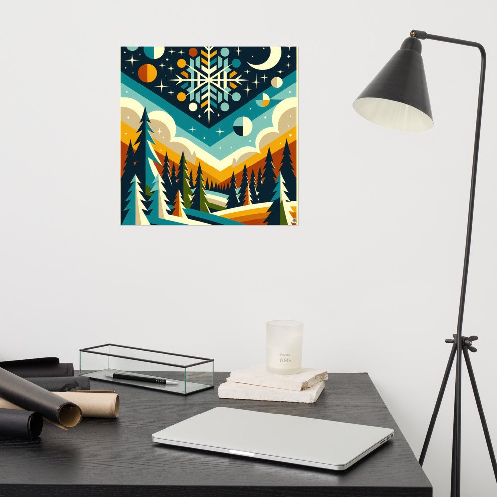 Geometric Snowflake Winter Forest