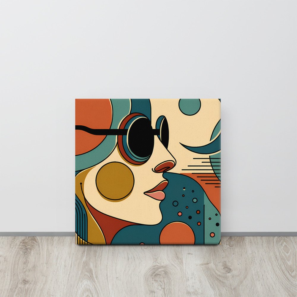 Abstract Line Face with Moon and Geometric Shapes