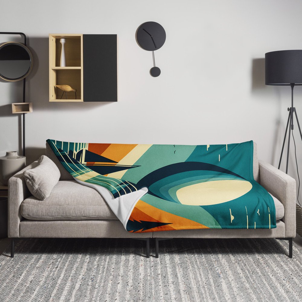 Geometric Moon Over Lake Sailboat