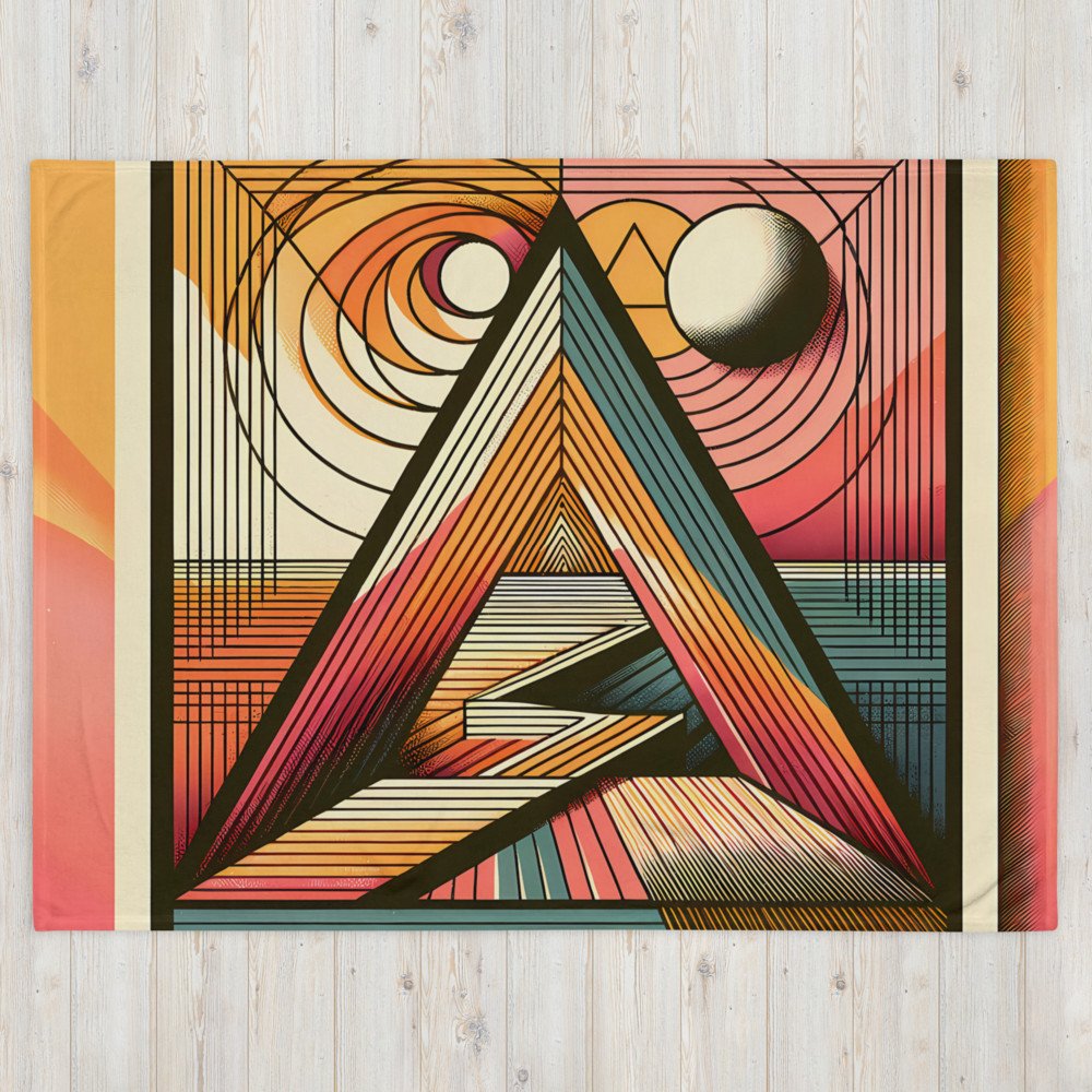 Retro Geometric Triangle Sun and Moon Abstract Art