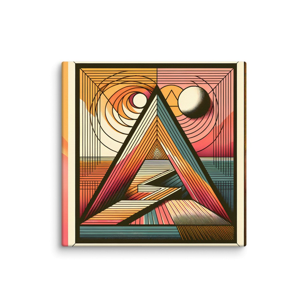 Retro Geometric Triangle Sun and Moon Abstract Art