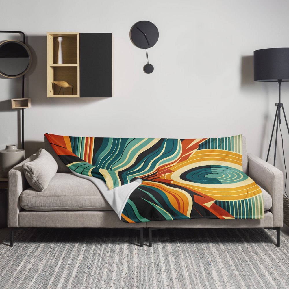 Geometric Sun and Mountains Landscape