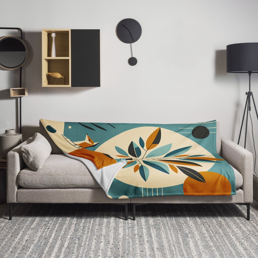 Geometric Fox and Botanical Vase Illustration