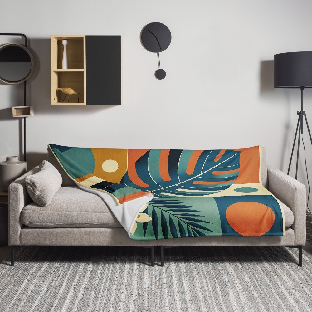 Geometric Monstera Vase with Tropical Botanicals