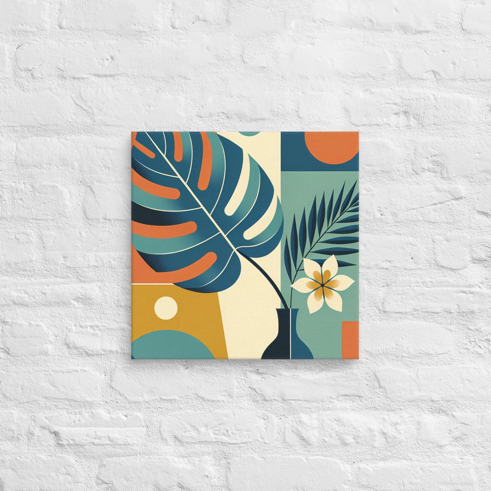 Geometric Monstera Vase with Tropical Botanicals