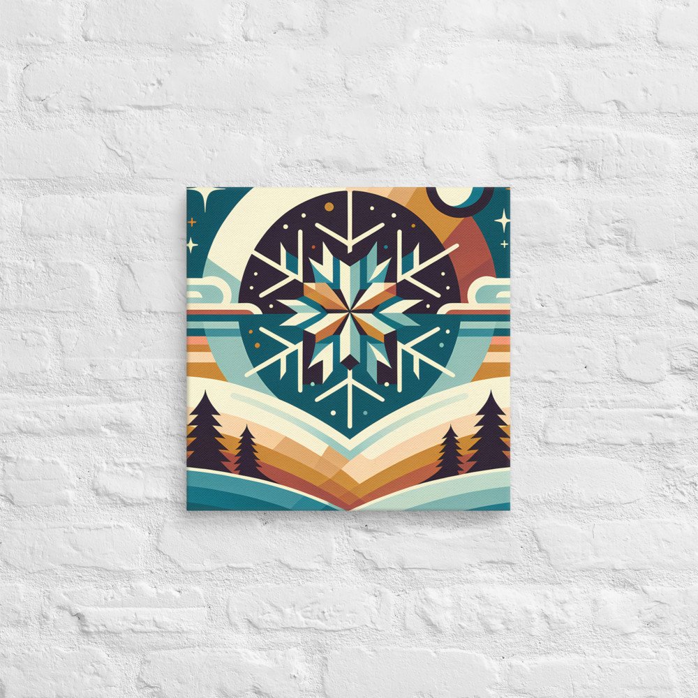 Geometric Snowflake Winter Landscape
