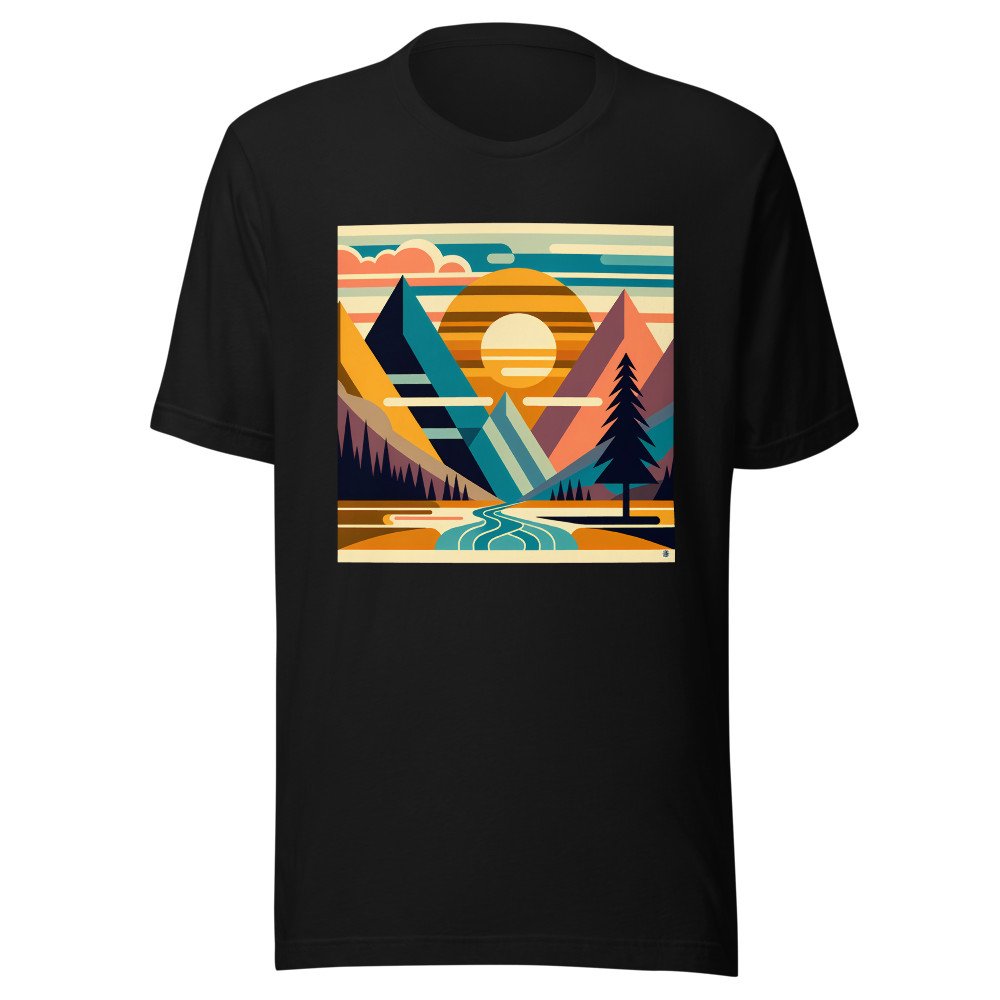 Geometric Mountain Sunset Landscape