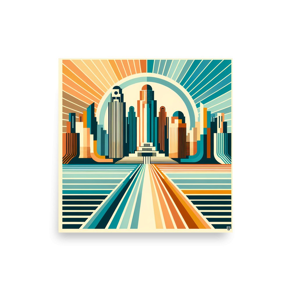 Geometric Art Deco City Skyline
