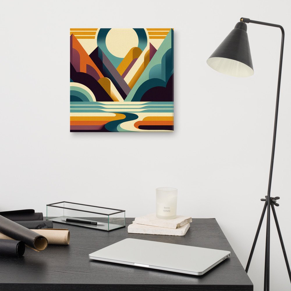 Geometric Mountain Sunset Horizon