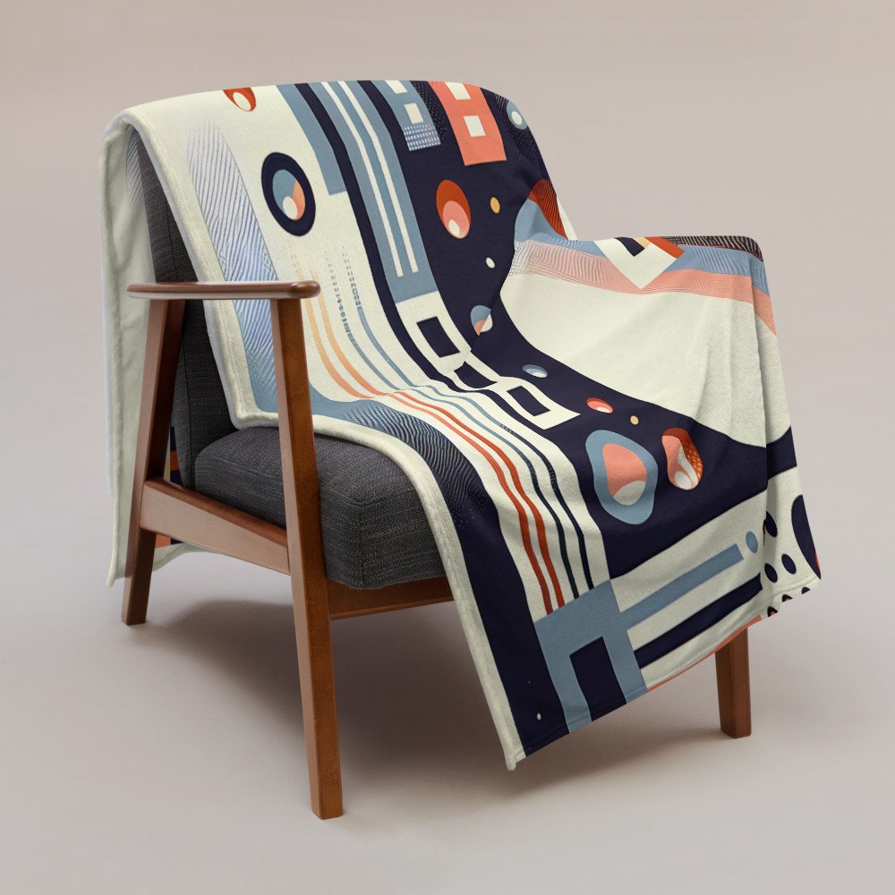 Retro Geometric Space Cityscape with Giant Planet — Throw Blanket