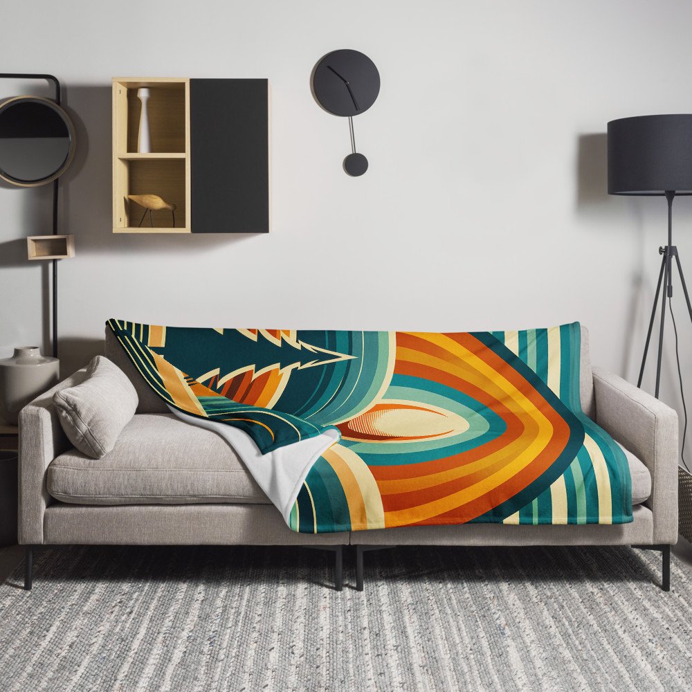 Geometric Sunset Over Rolling Hills