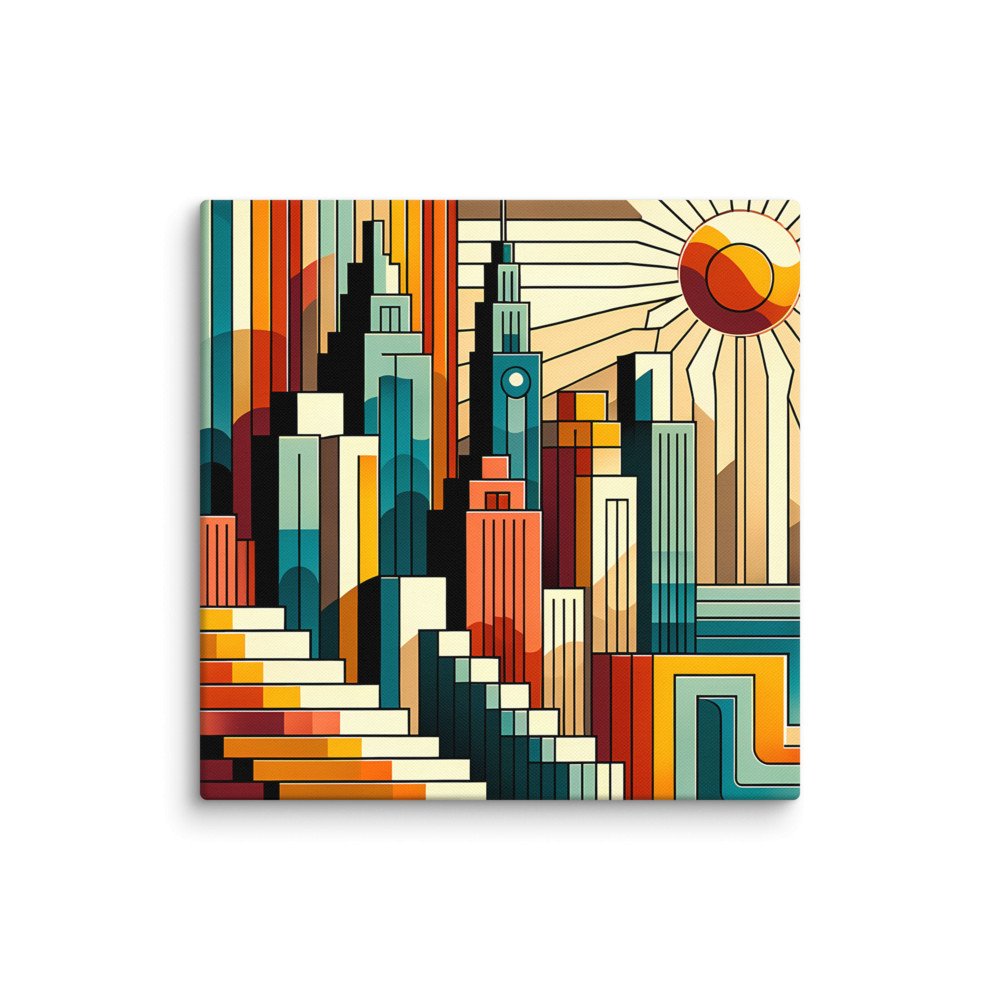 Geometric City Skyline at Sunset