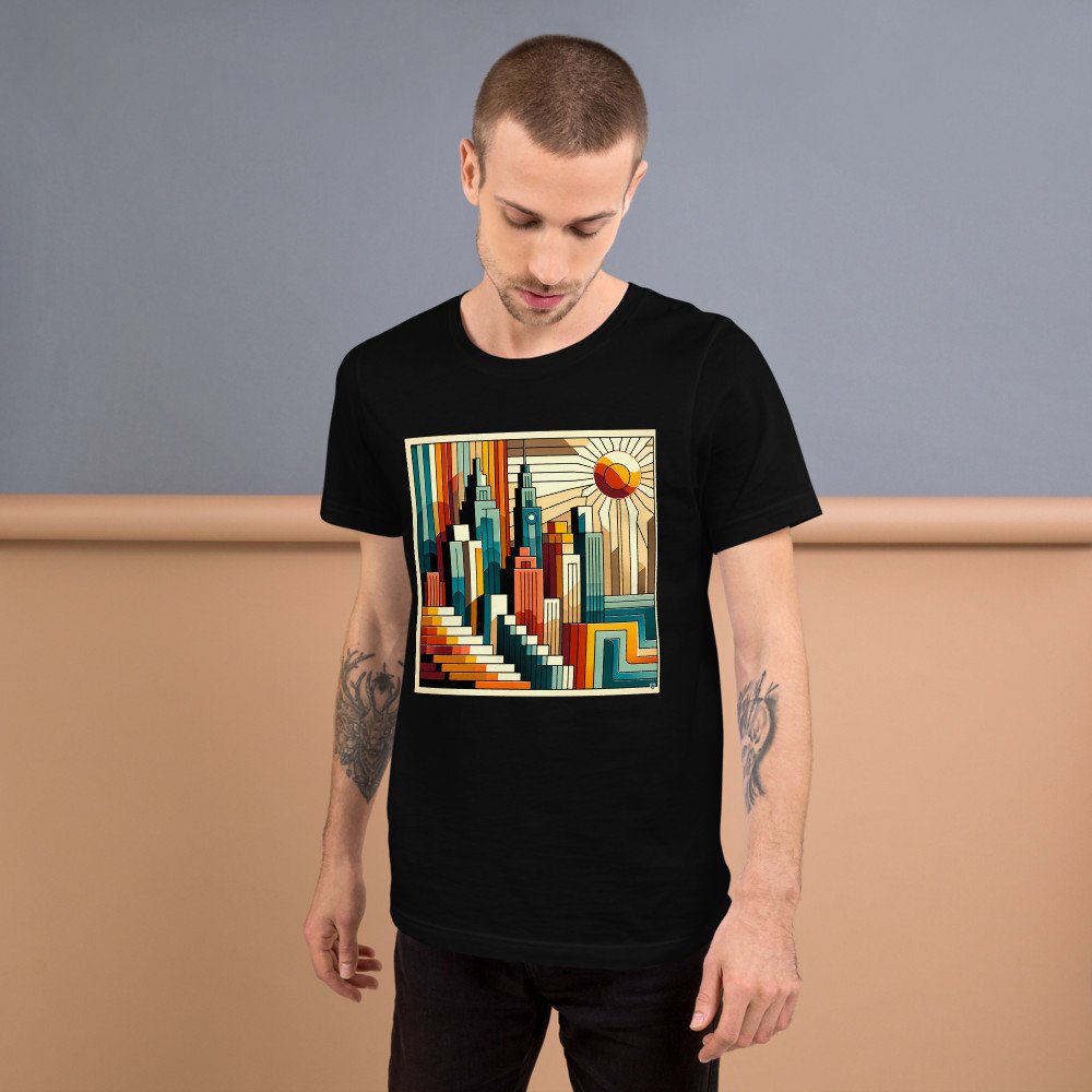 Geometric City Skyline at Sunset