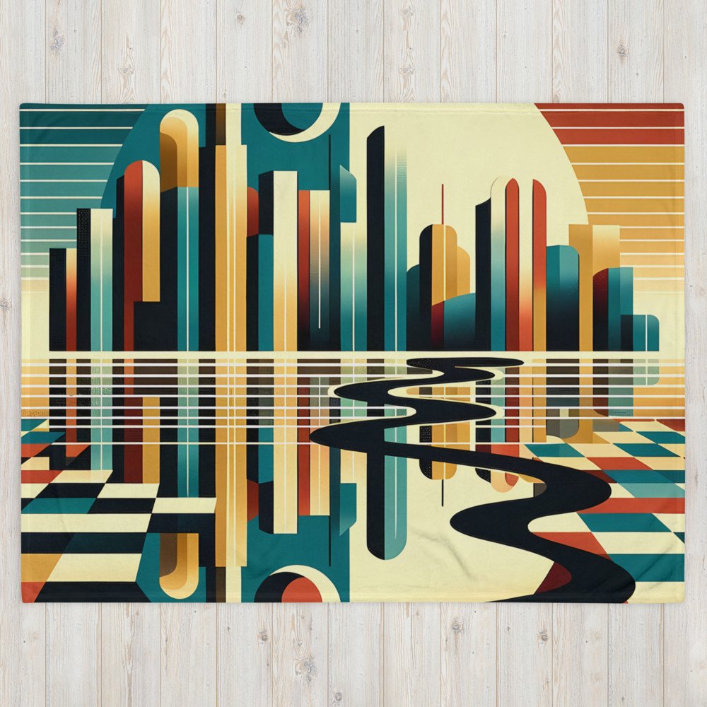 Retro Geometric Cityscape Reflection