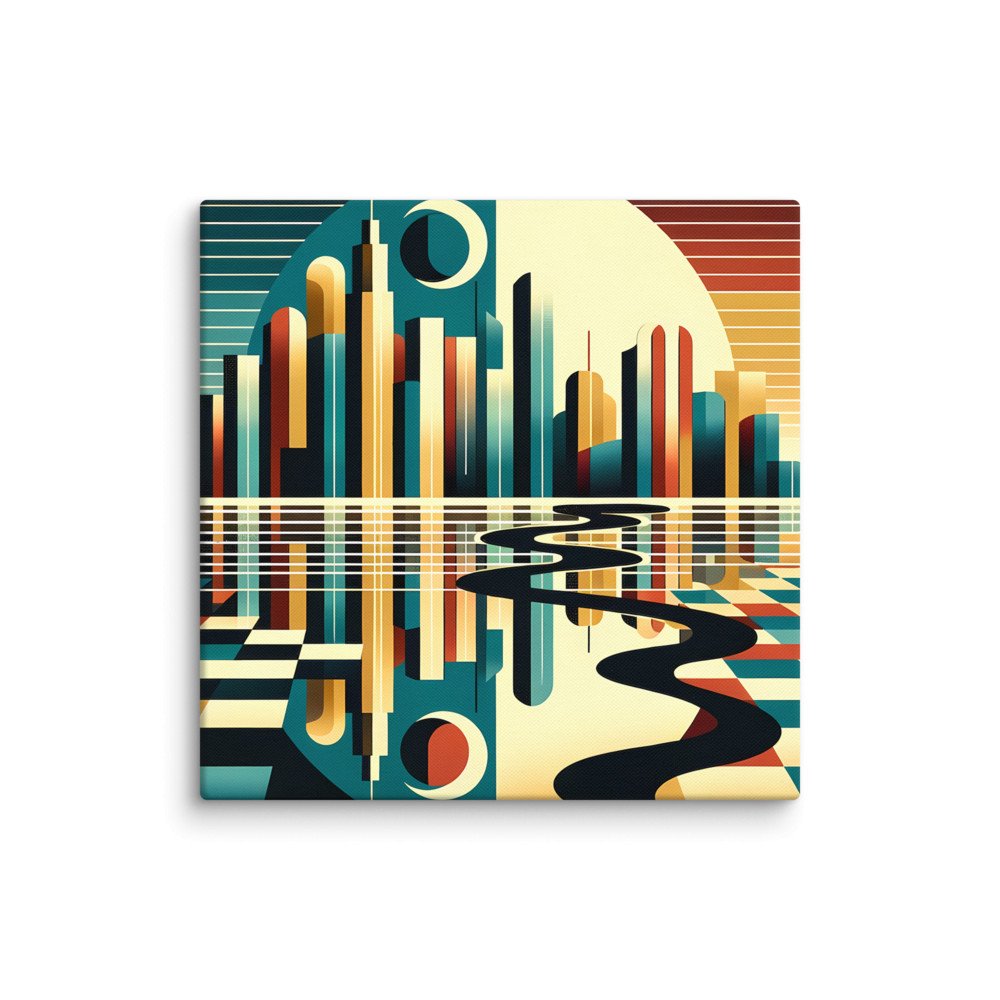 Retro Geometric Cityscape Reflection