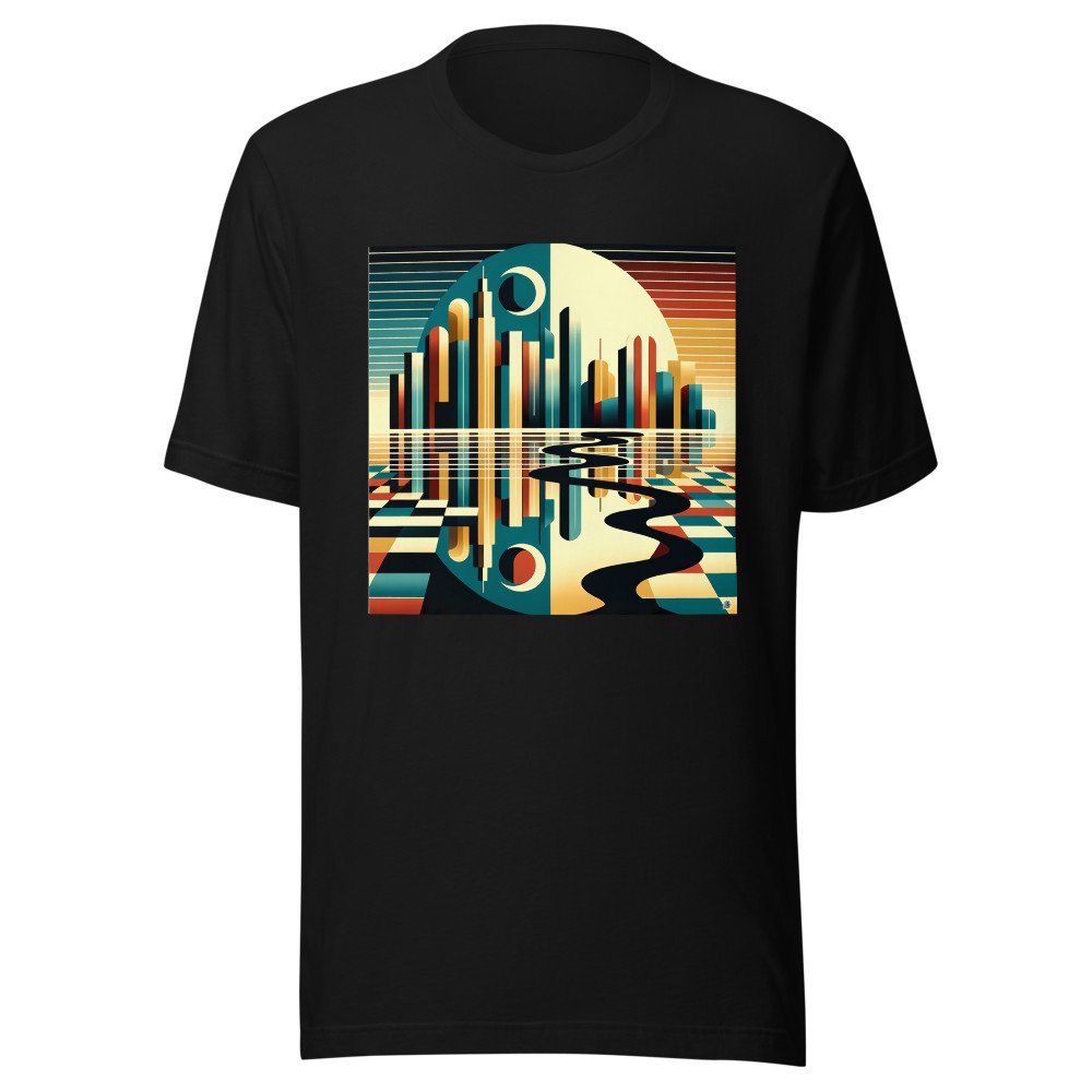 Retro Geometric Cityscape Reflection