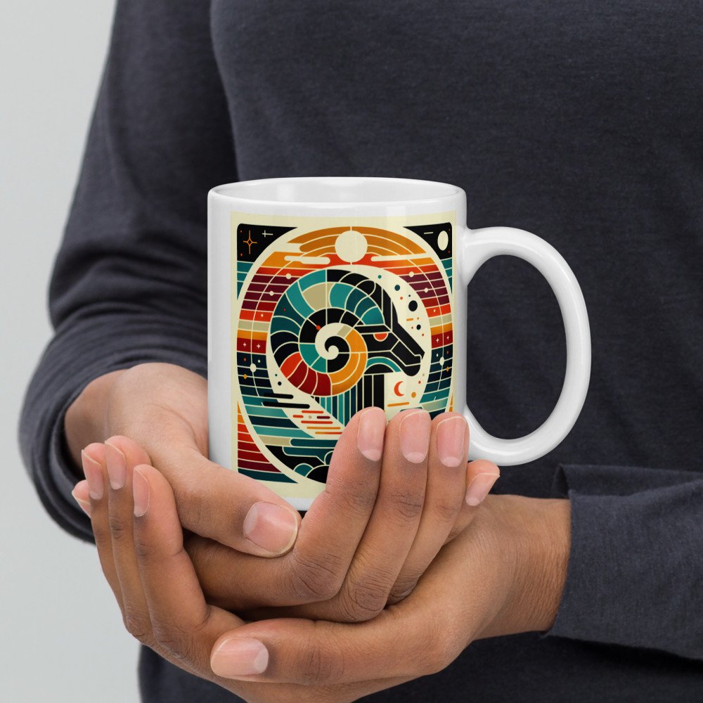 Geometric Aries Ram Symbol — Mug