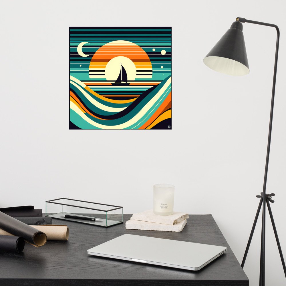 Geometric Sunset Sailboat