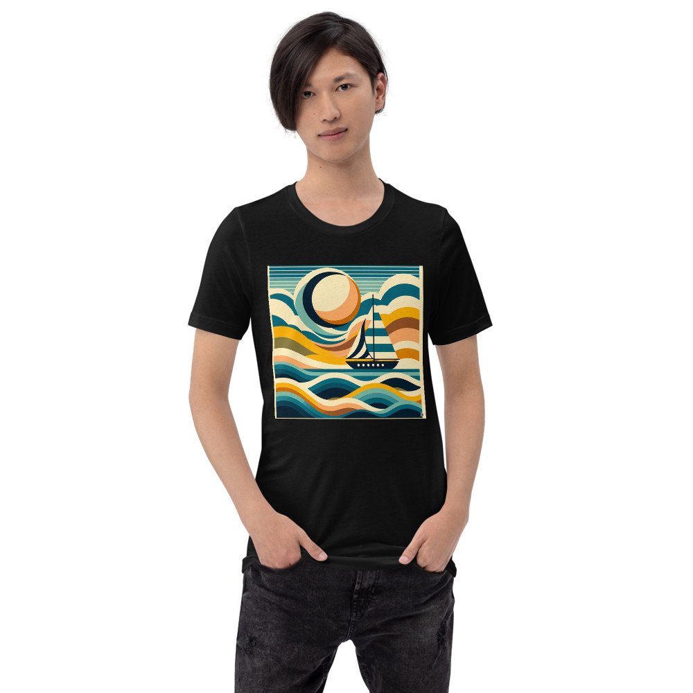 Abstract Sailboat on Colour Block Waves