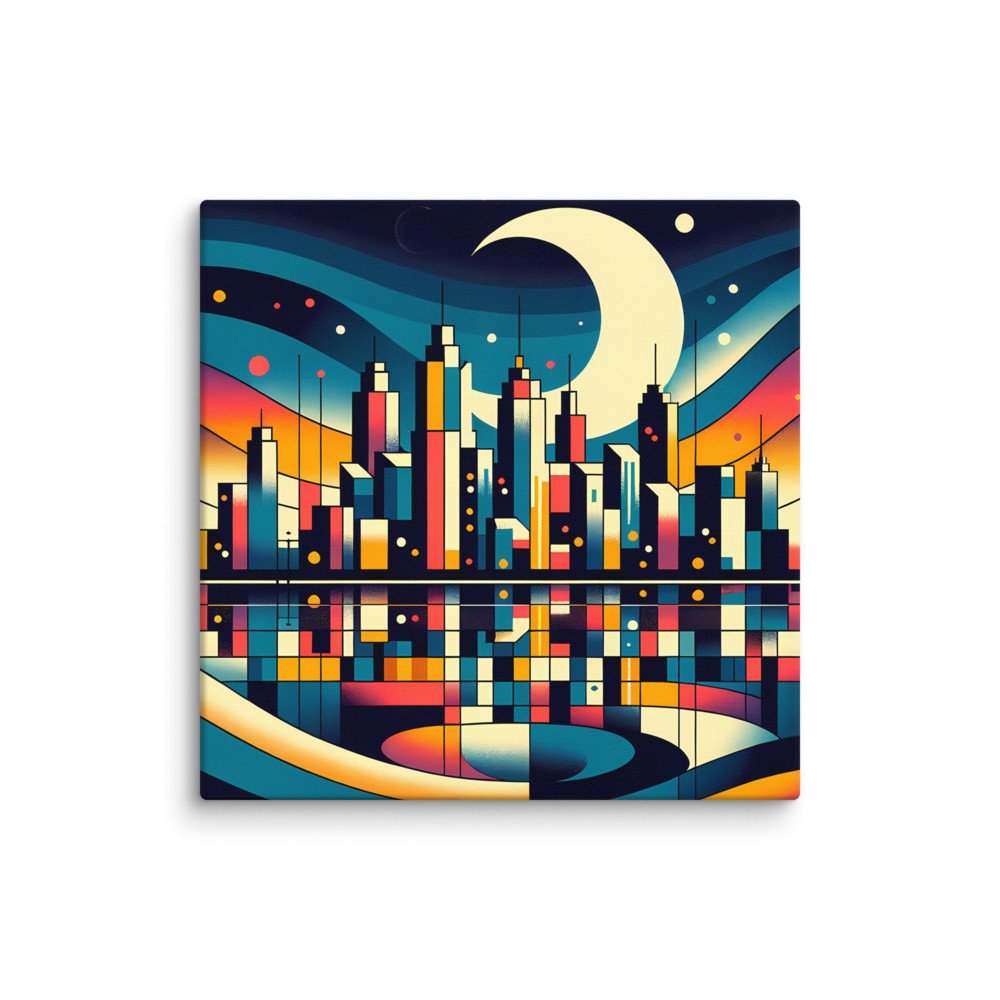 Moonlit Geometric Cityscape