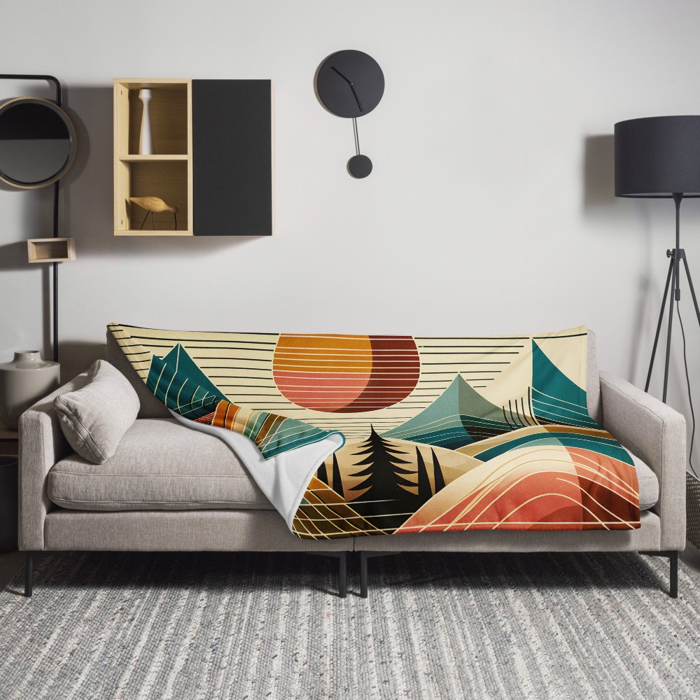 Geometric Mountain Lines at Sunset