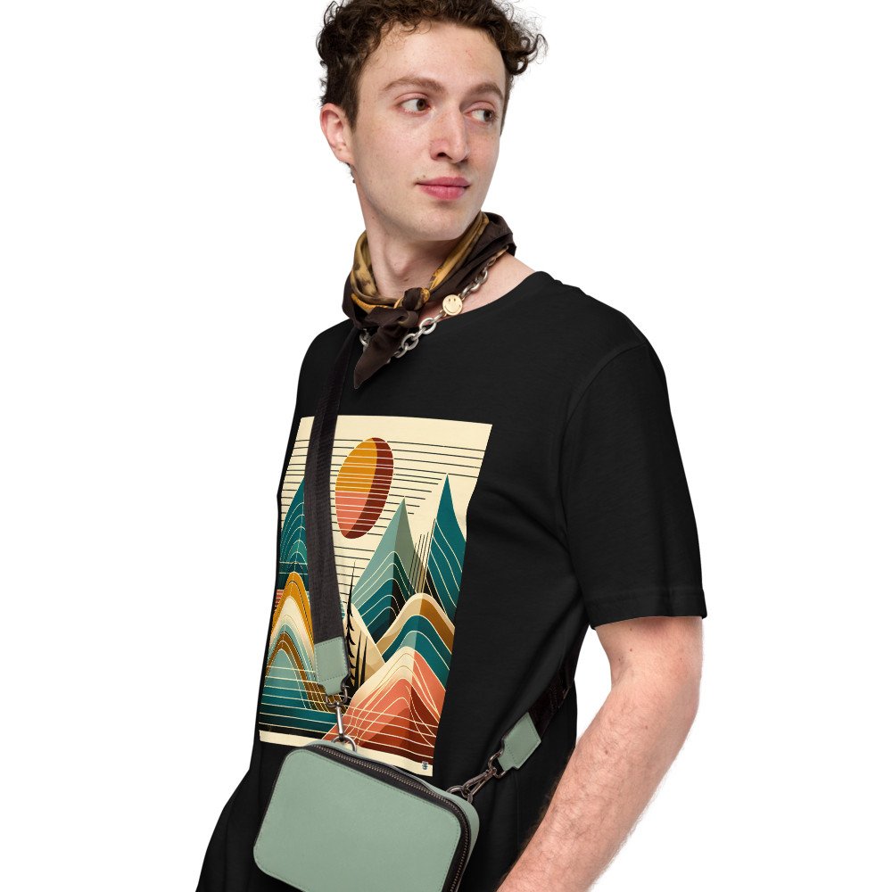 Geometric Mountain Lines at Sunset