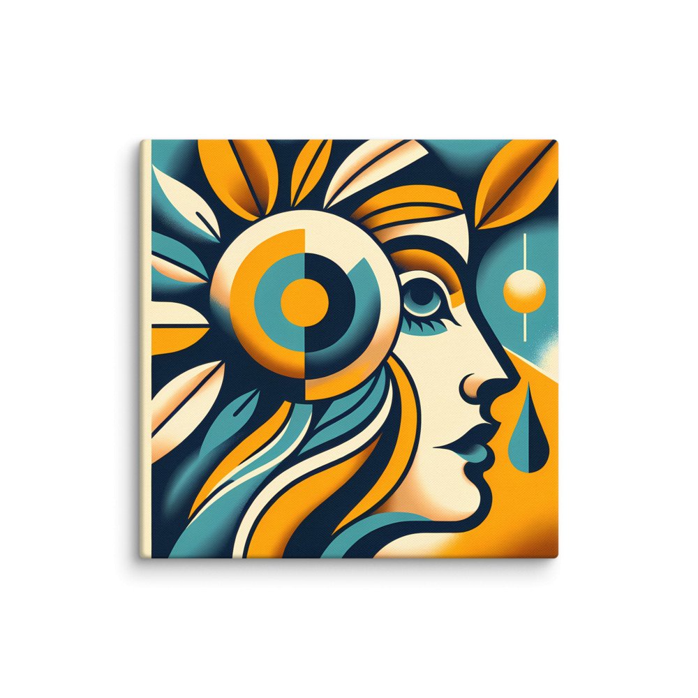 Cubist Face with Floral Eye Motif