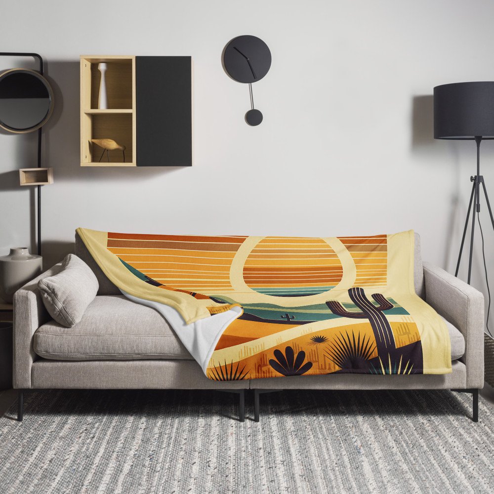 Geometric Desert Sunset with Cacti