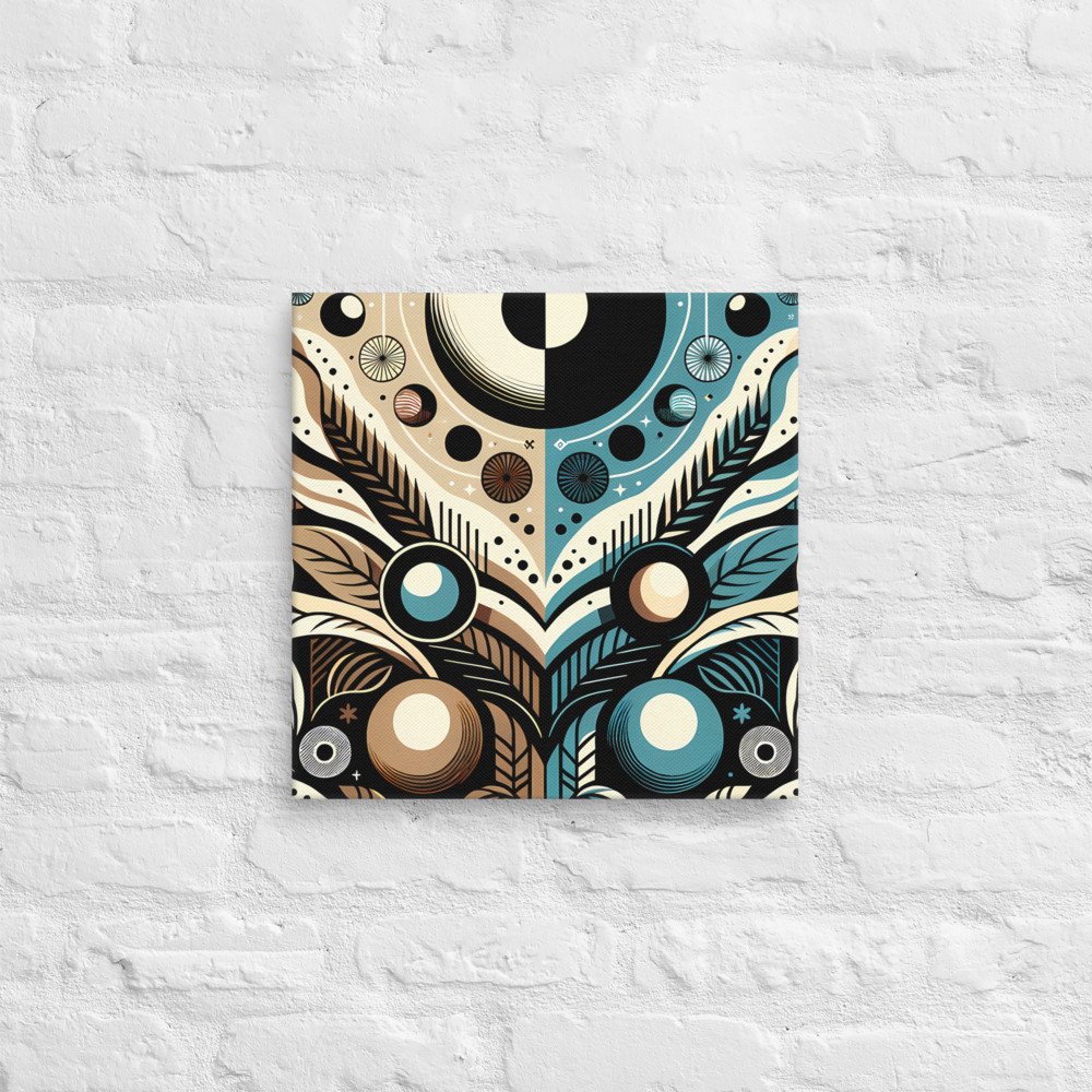 Retro Sun and Moon Geometric Botanical Abstract