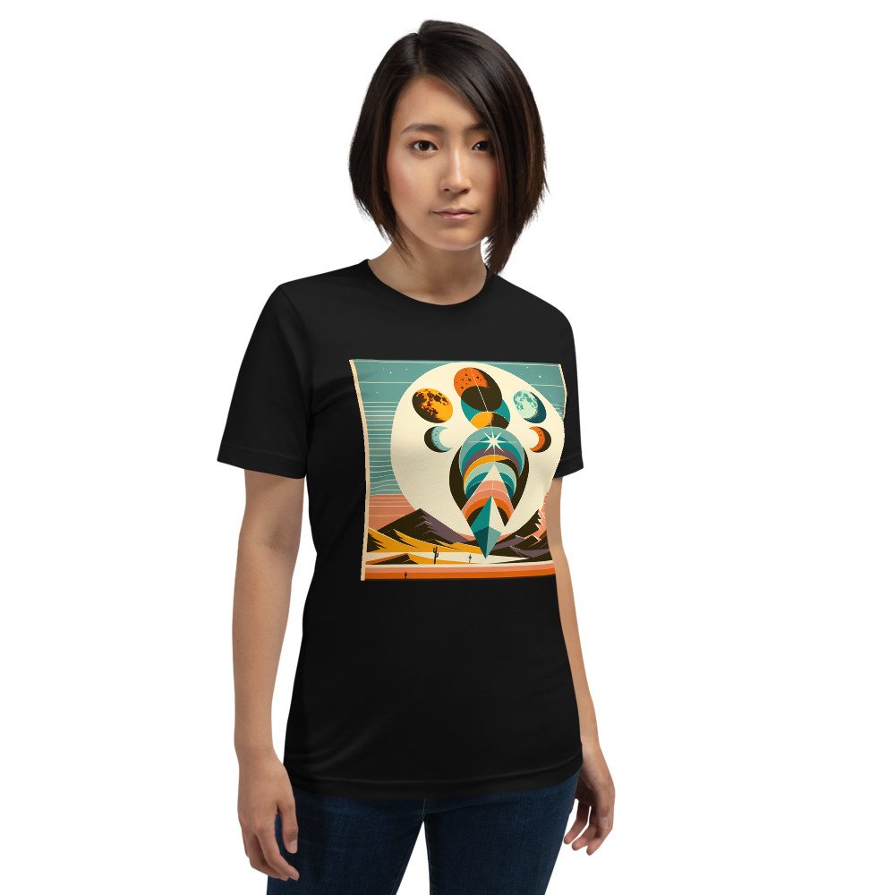 Geometric Moon Phases Over Desert Mountains