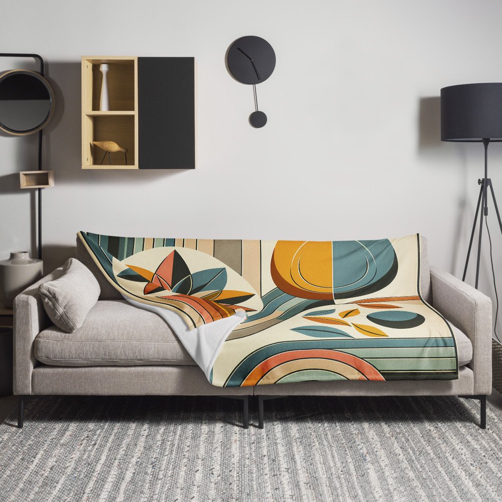 Geometric Botanical Flower with Retro Arches