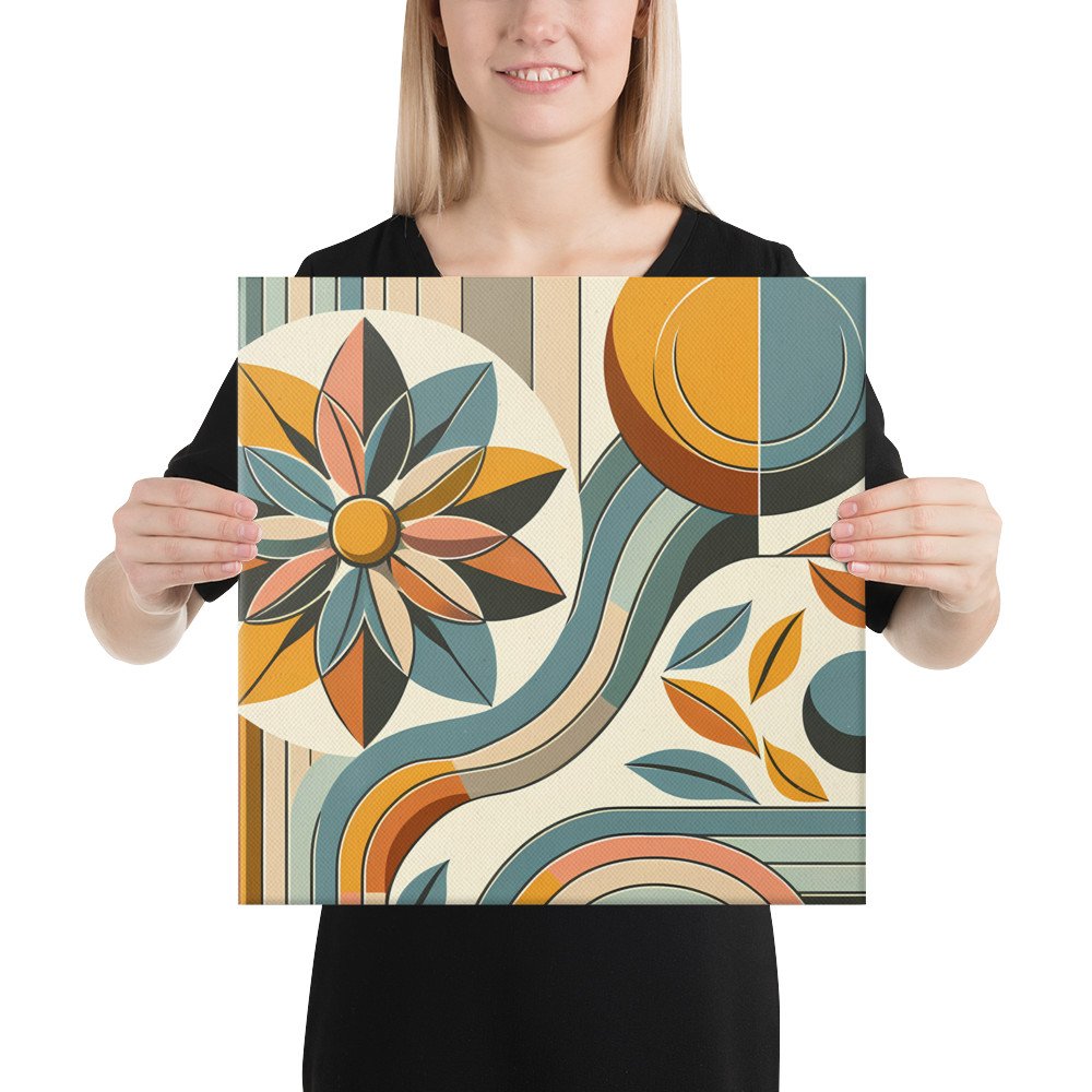 Geometric Botanical Flower with Retro Arches