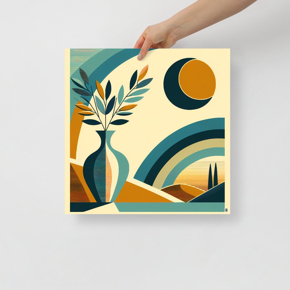 Abstract Vase and Moon Landscape
