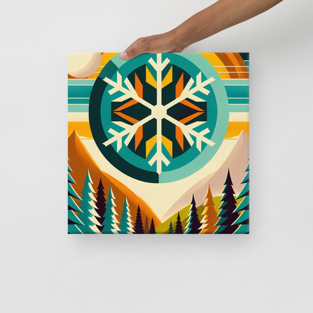 Geometric Snowflake Winter Landscape