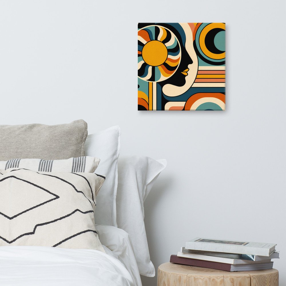 Geometric Abstract Face in Retro Circles