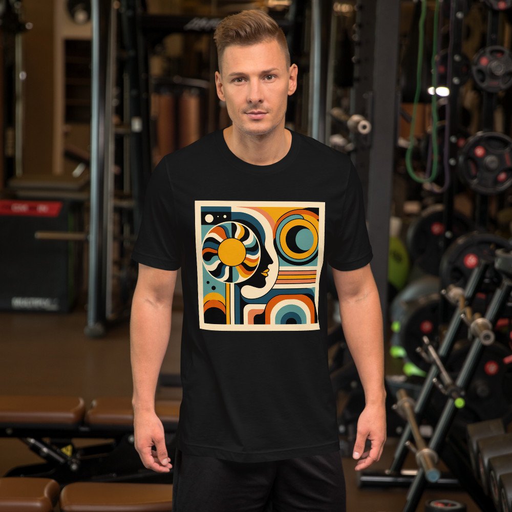 Geometric Abstract Face in Retro Circles