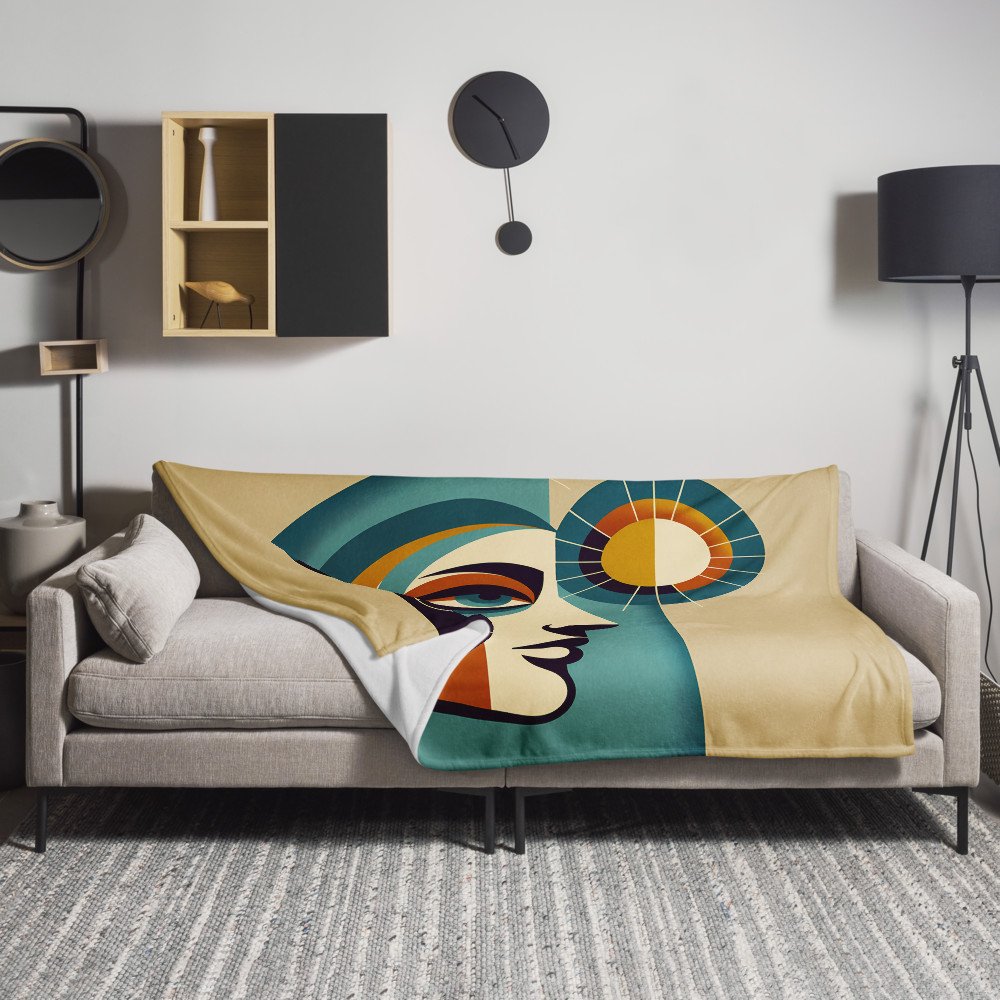 Geometric Abstract Face with Sun Motif